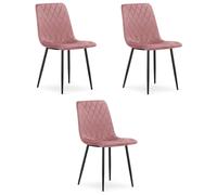 Silla TURÍN - terciopelo rosa / patas negras x 3