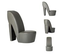 Silla vidaXL con forma de tacón alto, color gris, tapizada en cuero sintético - Sillón