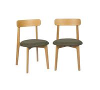 Silla vintage de madera de hevea en tono natural y tejido texturizado, set de 2 natural - 50x45x80 cm