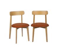 Silla vintage de madera de hevea en tono natural y tejido texturizado, set de 2 natural - 50x45x80 cm