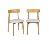 Silla vintage de madera de hevea en tono natural y tejido texturizado, set de 2 natural - 50x45x80 cm