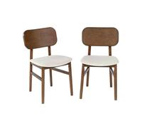 Silla vintage de madera de hevea y tela, set de 2 nogal - 52x46.5x80 cm