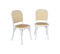 sweeek - Silla vintage de madera y ratán, set de 2 , Montparnasse , 48x44x89 Blanco