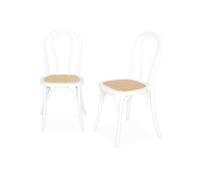 Silla vintage de madera y ratán, set de 2 blanco - 49.5x48x90 cm