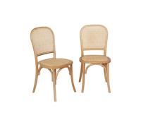 Silla vintage de madera y ratán, set de 2 natural - 48x44.5x89.5 cm