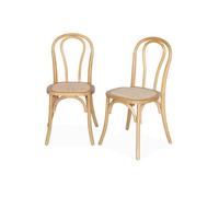 Silla vintage de madera y ratán, set de 2 natural - 49.5x48x90 cm