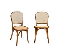 sweeek - Silla vintage de madera y ratán, set de 2 , Montparnasse , 48x44x89 Nogal