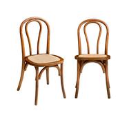 Silla vintage de madera y ratán, set de 2 nogal - 48x49.5x90 cm