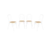 Silla vintage de madera y ratán, set de 4 blanco - 48x49.5x90 cm