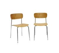 Silla vintage de metal y contrachapado, set de 2 gris perlado - 43.5x51x77 cm