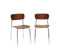 Silla vintage de metal y contrachapado, set de 2 gris perlado - 43.5x51x77 cm
