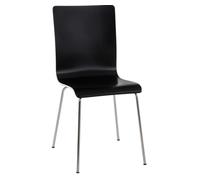 CLP Silla de Espera Pepe I Silla para Visitas con Asiento de Madera I Silla de Conferencia con Soporte Metálico Estable, Color:Negro