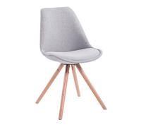 Silla de Visita Toulouse Rund en Tela I Silla Comedor con Respaldo I Silla de Espera con Base de Madera I Butaca de Salón Nórdica I Color:, Color:Gris, Color del Marco:Natura