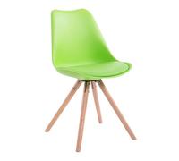 CLP Silla de Visita Toulouse Rund Tapizada en Cuero Sintético I Silla de Espera Acolchada | Silla de Comedor con Respaldo y Base de Madera I Col, Color:Verde Claro, Color del Marco:Natura