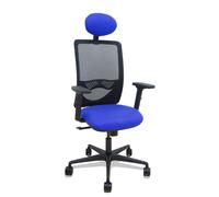 Silla Zulema sincro malla negra asiento bali azul brazos 2D ruedas 65mm cabecero