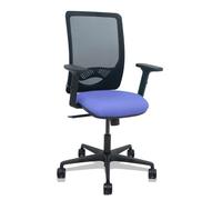 Silla Zulema sincro malla negra asiento bali azul claro brazos 2D ruedas 65mm