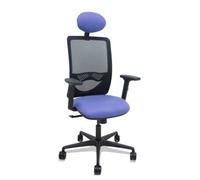 Silla Zulema sincro malla negra asiento bali azul claro brazos 2D ruedas 65mm cabecero