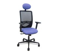 Silla Zulema sincro malla negra asiento bali azul claro brazos 2D ruedas 65mm cabecero