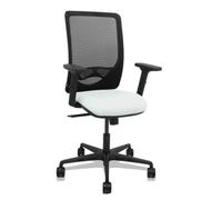 Silla Zulema sincro malla negra asiento bali blanco brazos 2D ruedas 65mm