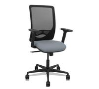 Piqueras y Crespo - Silla Zulema - sincro, malla negra, asiento bali gris, brazos 2D, ruedas 65mm