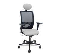 Silla Zulema sincro malla negra asiento bali gris claro brazos 2D ruedas 65mm cabecero