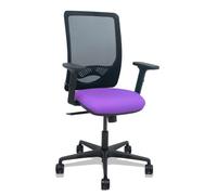 Silla Zulema sincro malla negra asiento bali lila brazos 2D ruedas 65mm