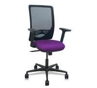 Silla Zulema sincro malla negra asiento bali morado brazos 2D ruedas 65mm