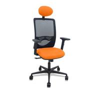 Silla Zulema Sincro Malla Negra Asiento Bali Naranja Brazos 2d Ruedas 65mm Cabecero