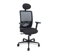 Piqueras y Crespo – Silla de oficina Zulema sincro malla negra brazos 2D ruedas 65mm cabecero Negro