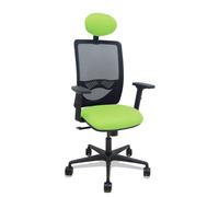 Silla Zulema sincro malla negra asiento bali pistacho brazos 2D ruedas 65mm cabecero