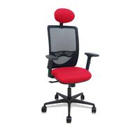 Silla Zulema sincro malla negra asiento bali rojo brazos 2D ruedas 65mm cabecero