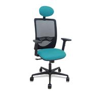 Silla Zulema sincro malla negra asiento bali turquesa brazos 2D ruedas 65mm cabecero