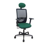 Silla Zulema sincro malla negra asiento bali verde botella brazos 2D ruedas 65mm cabecero