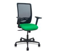 Silla Zulema sincro malla negra asiento bali verde brazos 2D ruedas 65mm
