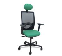 Piqueras y Crespo Zulema Silla de Oficina con Mecanismo Sincro, Malla Negra y Asiento Verde Esmeralda