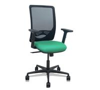 PIQUERAS Y CRESPO Silla de oficina Zulema con mecanismo sincro, asiento verde esmeralda y malla negra