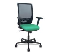 Silla Zulema sincro malla negra asiento bali verde esmeralda brazos 2D ruedas 65mm