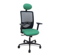 Silla Zulema sincro malla negra asiento bali verde esmeralda brazos 2D ruedas 65mm cabecero