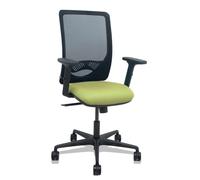 Silla Zulema sincro malla negra asiento bali verde oliva brazos 2D ruedas 65mm