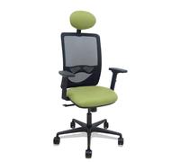 Silla Zulema sincro malla negra asiento bali verde oliva brazos 2D ruedas 65mm cabecero