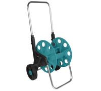 Sillar Carro para Manguera de Jardín, Portamangueras Enrollable en Aluminio con Ruedas, Manivela y Asa Plegable, Portátil, Ahorra Espacio, sin Manguera, hasta 60 m 1/2