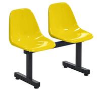 Sillas amarillas de sala de espera de 2 asientos, bancos de plástico de una pieza para escuelas, canchas de baloncesto, interiores y exteriores