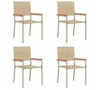 vidaXL Sillas apilables de jardín 4 pcs Crema y marrón 54 x 56 x 90 cm
