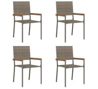 Sillas Apilables De Jardín 4 Pcs Gris Y Marrón 54 X 56 X 90 Cm Vidaxl