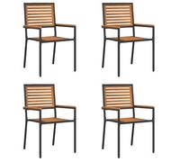 Sillas Apilables De Jardín 4 Pcs Marrón Y Negro 54 X 56 X 90 Cm Vidaxl
