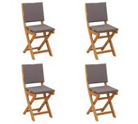 vidaXL: Juego de 4 sillas de exterior tipo bistro, color gris oscuro, madera maciza de acacia