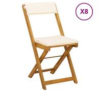 vidaXL: Juego de 8 sillas de exterior tipo bistro, color crema, madera maciza de acacia