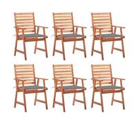 Sillas comedor de jardin y cojines 6 unidades madera maciza acacia