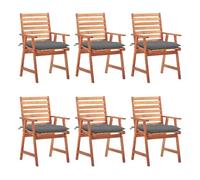 Sillas comedor de jardin y cojines 6 unidades madera maciza acacia