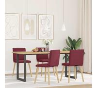 Sillas Comedor Juego de 4 Rojo Burdeos Tela | Asiento acolchado de espuma, respaldo cómodo, marco de metal y madera, para comedor, salón